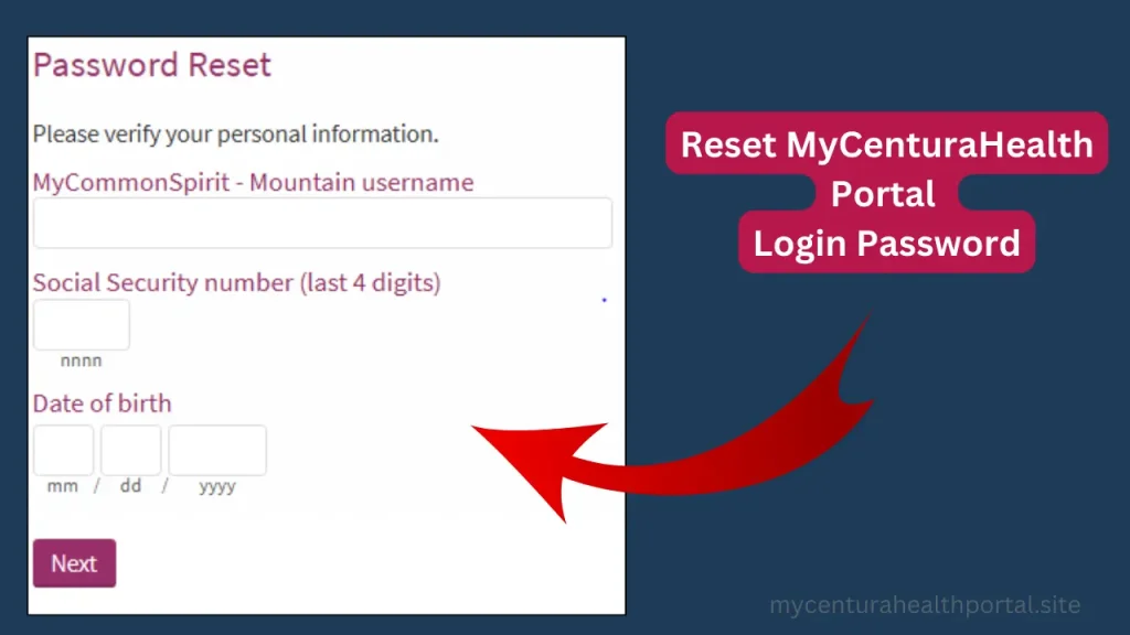 Reset MyCenturaHealth Portal Login Password